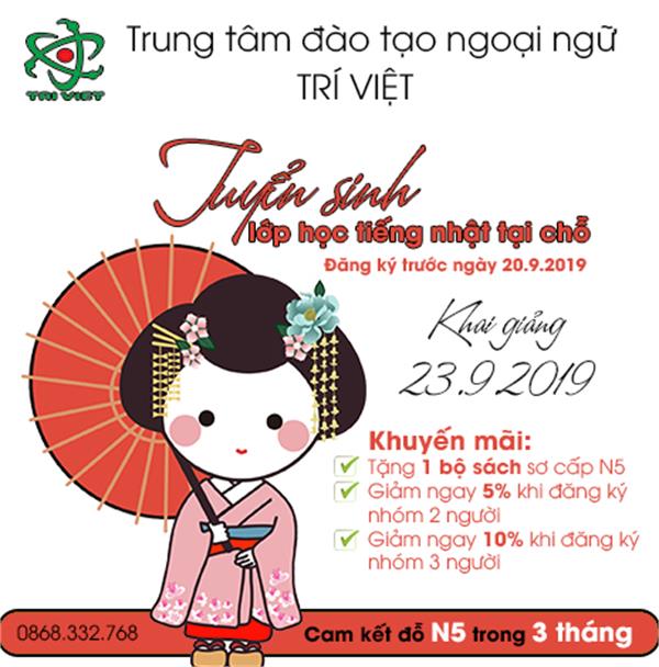 Khai giảng lớp tiếng Nhật sơ cấp N5 tháng 9 - 2019